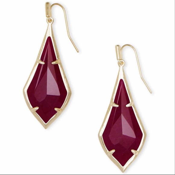 Kendra Scott Olivia Maroon Jade Drop Earrings - Picture 2 of 3